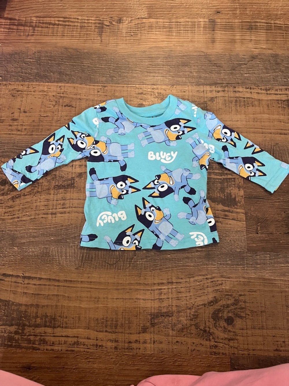 Bluey Long Sleeve Kids Tee - Light Teal Blue
